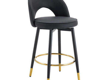 Modern Upholstered 360° Rotatable Bar Chair With Metal Legs For Dining Room (Set of 2)