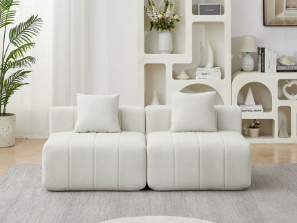 Modular Sectional Sofa With 2 Pillows, Symmetrical Design