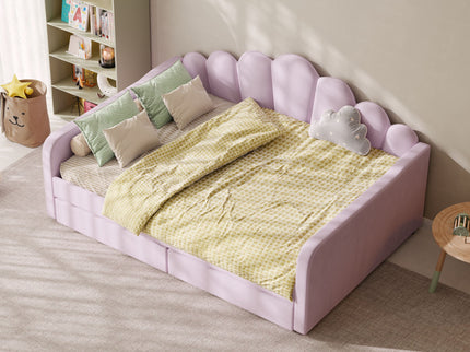Shell Shaped Upholstered Daybed Frame With Slats