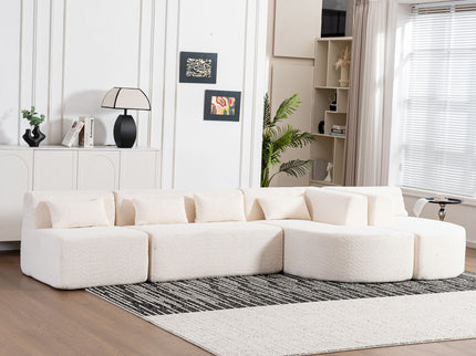 Upholstered Sofa Free Combined Sofa Couch With 2 Chaise Lounge And Five Back Pillows For Living Room
