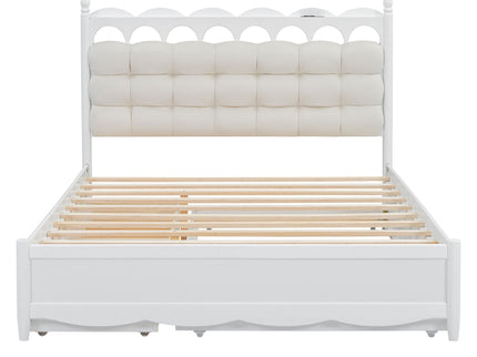 Storage Platform Bed, With 2 Big Drawers, Trundle, One Set Of Sockets & USB Ports