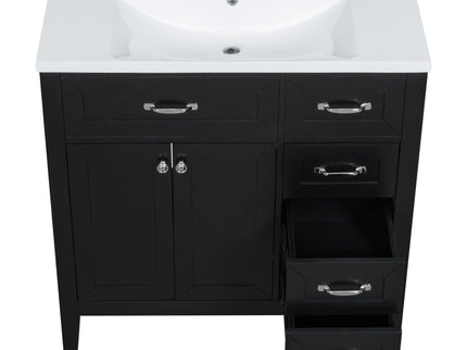 Modern Bathroom Vanity With Sink, Freestanding With Drawers And Doors