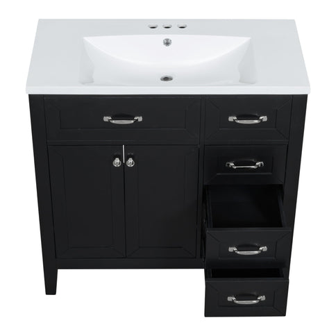 Modern Bathroom Vanity With Sink, Freestanding With Drawers And Doors