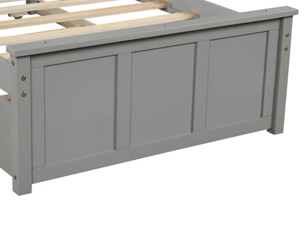 Platform Bed With Twin Trundle And Frame, Twin Size - Gray