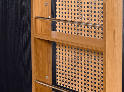 Tall Arched Cabinet With Rattan Doors & Adjustable Shelves