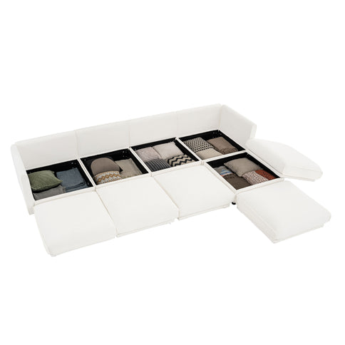 Contemporary Elegant Sofa With Storage And Ottoman