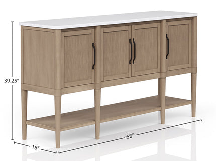 Cement Topped Server With Cane Insets - Sand