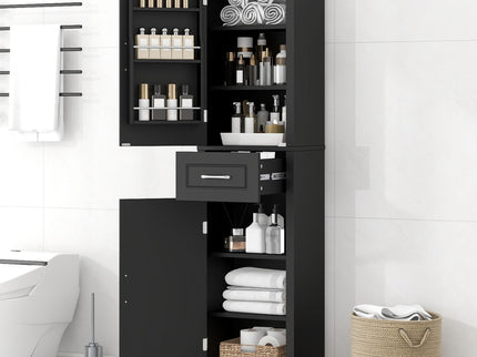 Tall Freestanding Bathroom Storage Cabinet With 2 Doors And Adjustable Shelves
