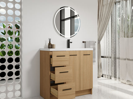 Wall Mounted Floating Bathroom Vanity With Sink, Door & Drawers Modular Cabinet