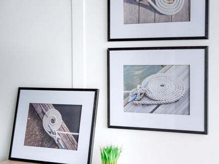 Rope Wall Art With Frame, Wall Decor For Living Room (Set of 3) - White / Black