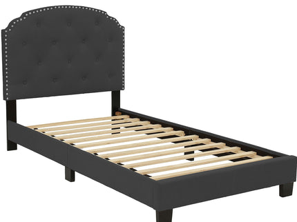 Button Tufted Bed With Nailhead Trim