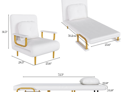 3 In 1 Convertible Folding Sofa Bed With Adjustable Backrest And Pillow