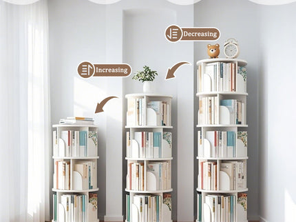 5 Tier Rotating Bookshelf, Spinning Design