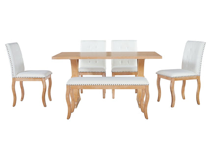 Dining Set With Bench, 6 Piece