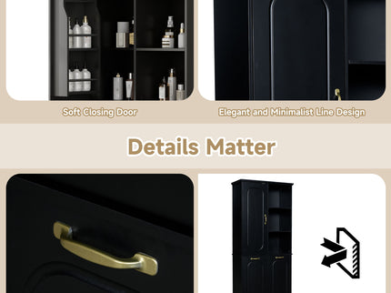 Freestanding Tall Storage Cabinet With 2 Tilt Out Hampers