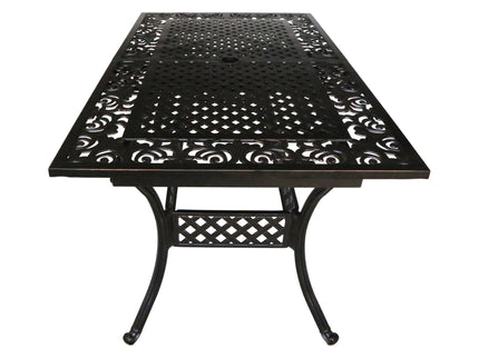 Outdoor Extendable Aluminum Dining Table With Pattern Table Top And Curved Legs - Copper