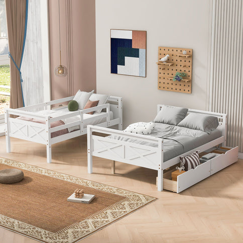 Bunk Bed With Ladder And Safety Guardrail