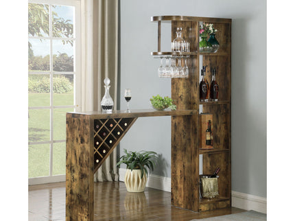 Kady - 5 Shelf Home Bar Table With Wine & Stemware Storage - Brown