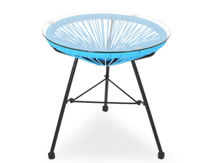 Nusa - Modern Rattan Side Table With Tempered Glass Top