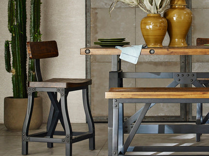 Industrial Counter Stool With Back Removable Solid Acacia - Amber