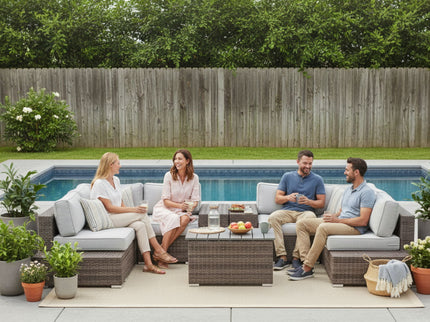 Wicker Sectional Seating Group With Cushions