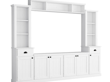 Minimalist Entertainment Wall Unit Set With Bridge For TVs Up To 75"