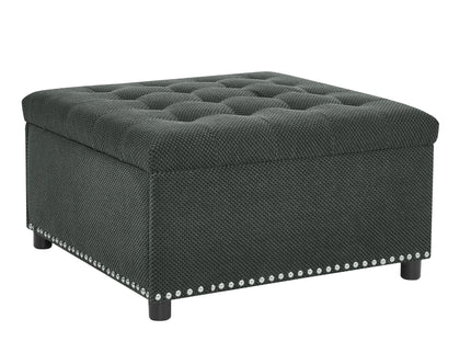 Square Tufted Storage Ottoman With Nailhead Trim