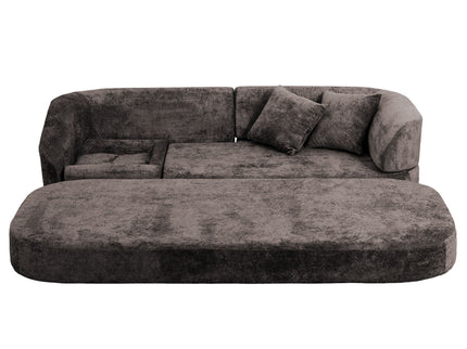 3 Seater Sofa With Built In Pet Bed Nook, Curved Design And 2 Throw Pillows