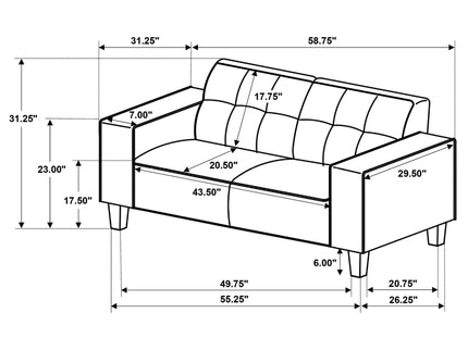 Xana - Track Arm Tufted Loveseat - Greige