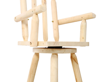 Rustic Bar Stool, Fir Wood Construction, Wide Armrest
