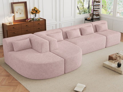 Upholstered Sofa Free Combined Sofa Couch With 2 Chaise Lounge And Five Back Pillows For Living Room