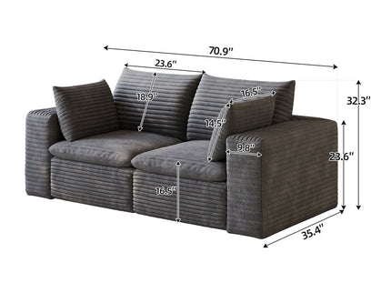 Cloud Sofa, Deep Seat Couches, Removable Cushion For Living Room - Dark Gray