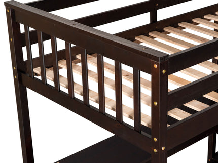 Loft Bed With Storage Shelves And Under Bed Desk