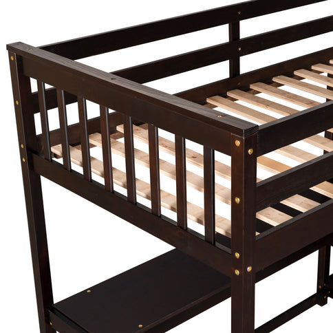 Loft Bed With Storage Shelves And Under Bed Desk
