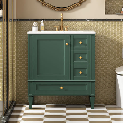 Bathroom Vanity With Sink, 3 Drawer Storage Cabinet
