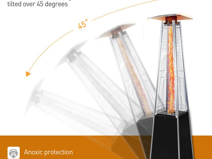 Pyramid 48, 000 Btu Propane Outdoor Heater With Detachable Wheels - Black / Silver