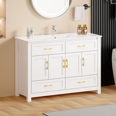 Bathroom Vanity With Sink Combo, 4 Soft Close Doors And 4 Drawers