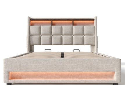 Upholstered Platform Bed With A Hydraulic Storage System, LED And USB Charging (Without Mattress)