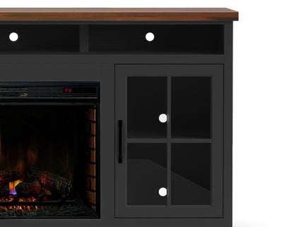 Fireplace TV Stand Console For TVs Up To 85" - Black / Whiskey