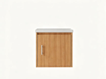 20" Floating Bathroom Vanity Combo With Sink, Soft Close Doors, Wall Mounted Solid Cabinet - Golden Oak