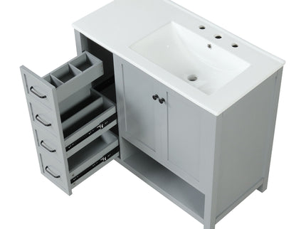 Bathroom Vanity With Sink Top, Bathroom Vanity Cabinet With 2 Doors And 2 Drawers, Open Shelf