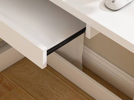 L-Shaped Computer Desk With Glass Cabinets, Built In LED Lights, USB Charging Ports