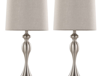 Ashland - Contemporary Table Lamp (Set of 2) - Nickel / Light Gray