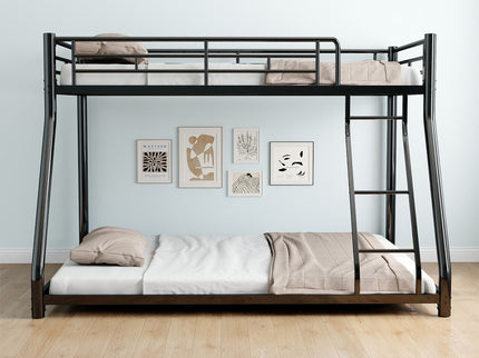Bunk Bed Frame With Ladder And Guardrail, Heavy Duty Noise Free Design Metal Construction