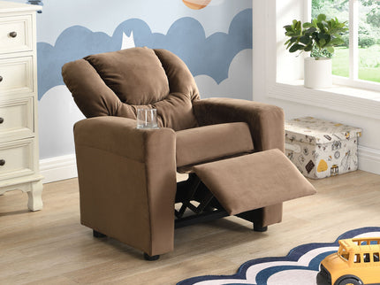 Kids Recliner Chair, Kids Upholstered Couch With Two Cup Holder, Footrest, Backrest, Toddlers Recliner With Headrest And Footrest - Black