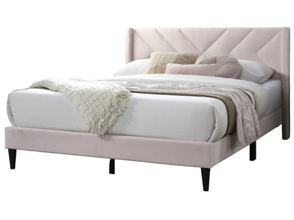 Elegant Bed With Upholstered Headboard, Platform Base