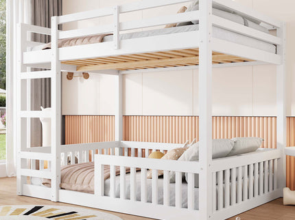 Stylish Bunk Bed With Ladder And Guardrails