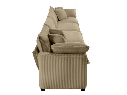 Modern Upholstered 4 Seater Fabric Sofa With Arm And Throw Pillows