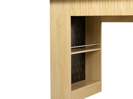 Modern Fluted Office Desk With Storage Cabinet