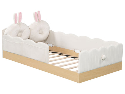 Platform Bed With Animal Pillows And Storage Bags